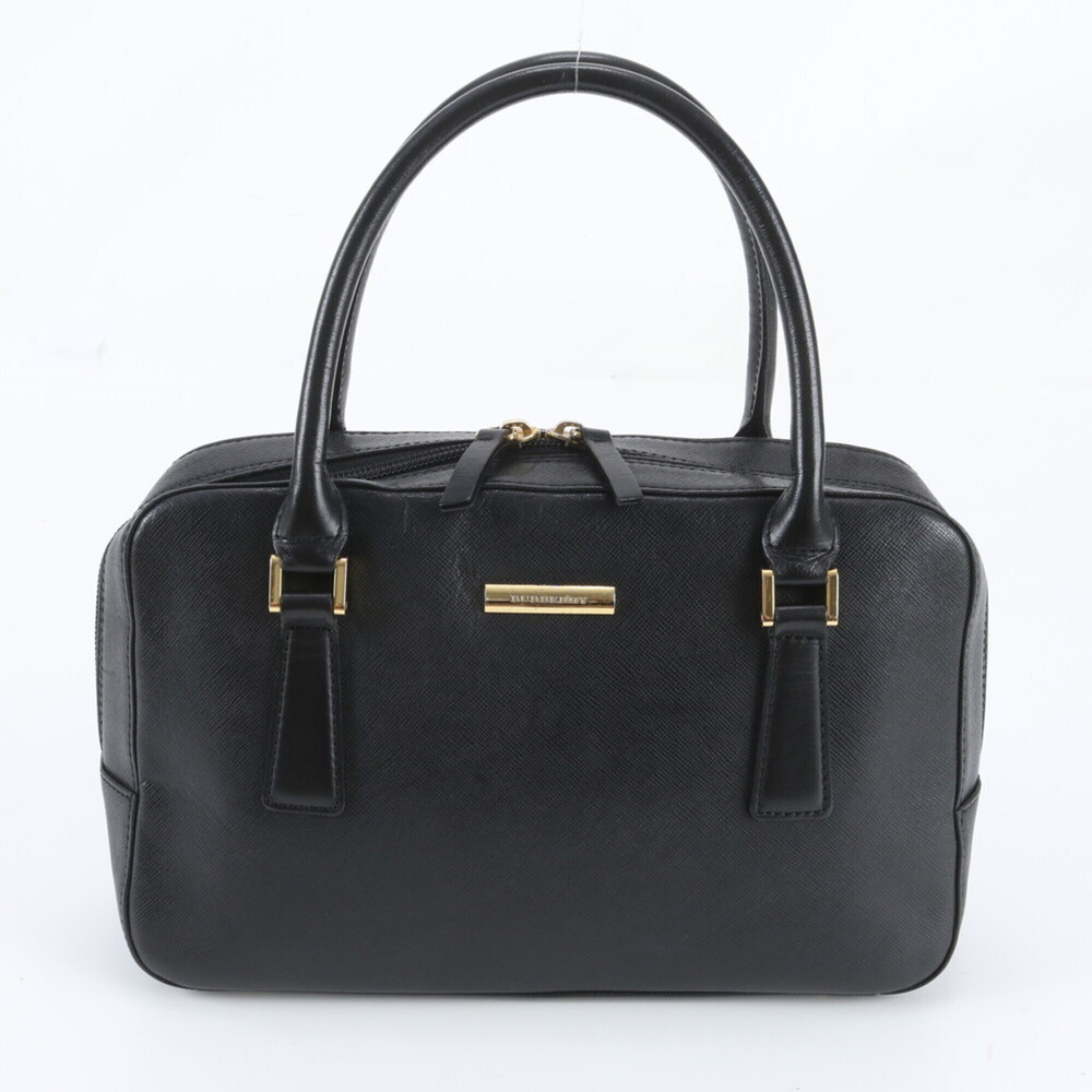Burberry Nova Check Leather Handbag Tote Bag Black Women's